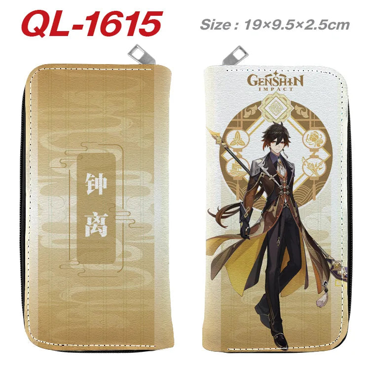 Genshin Impact Anime Cartoon Colourful  Zipper Wallet Portable Long Coin Purse with Card Holder