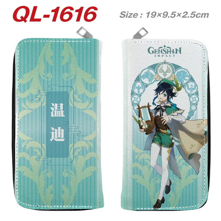 Genshin Impact Anime Cartoon Colourful  Zipper Wallet Portable Long Coin Purse with Card Holder