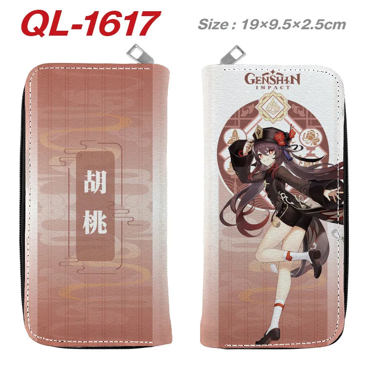 Genshin Impact Anime Cartoon Colourful  Zipper Wallet Portable Long Coin Purse with Card Holder