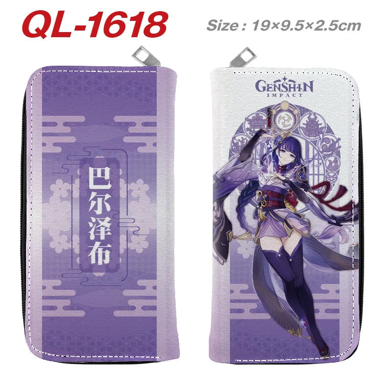 Genshin Impact Anime Cartoon Colourful  Zipper Wallet Portable Long Coin Purse with Card Holder