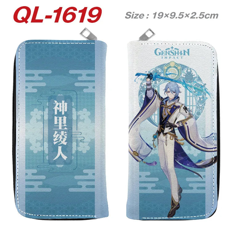 Genshin Impact Anime Cartoon Colourful  Zipper Wallet Portable Long Coin Purse with Card Holder