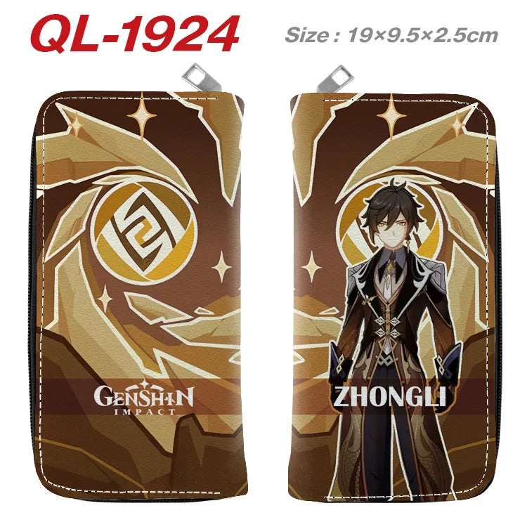 Genshin Impact Anime Cartoon Colourful  Zipper Wallet Portable Long Coin Purse with Card Holder