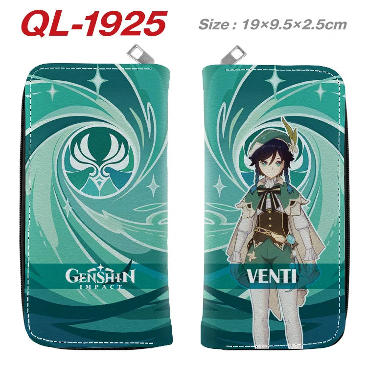 Genshin Impact Anime Cartoon Colourful  Zipper Wallet Portable Long Coin Purse with Card Holder