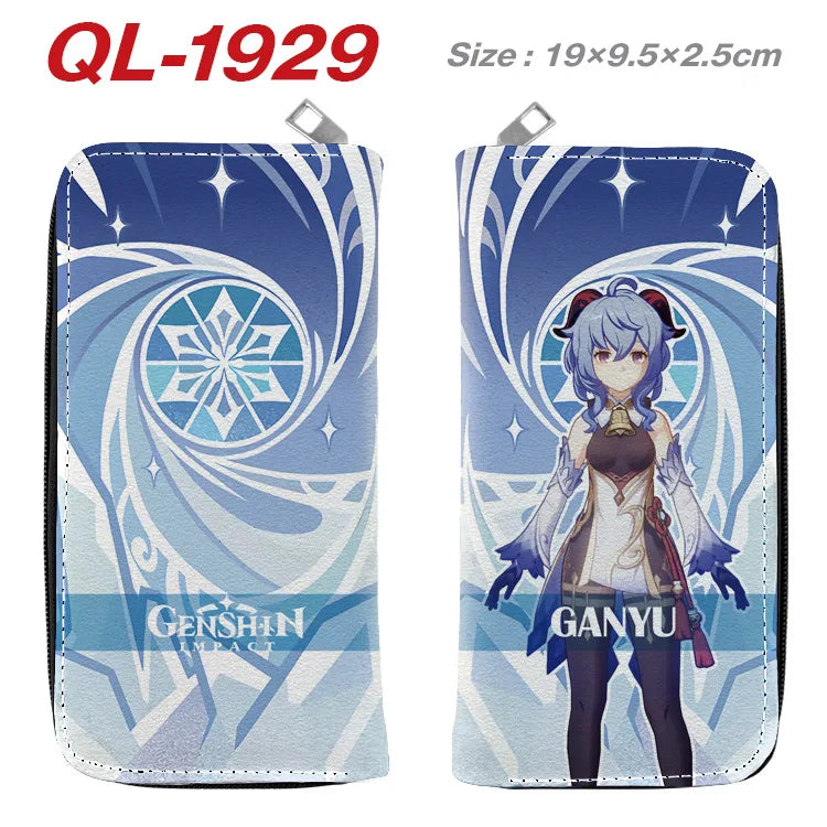 Genshin Impact Anime Cartoon Colourful  Zipper Wallet Portable Long Coin Purse with Card Holder