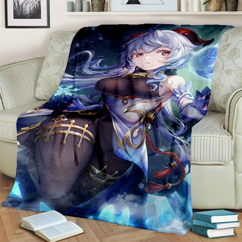 Genshin Impact Gamer Cartoon Blanket,Soft Throw