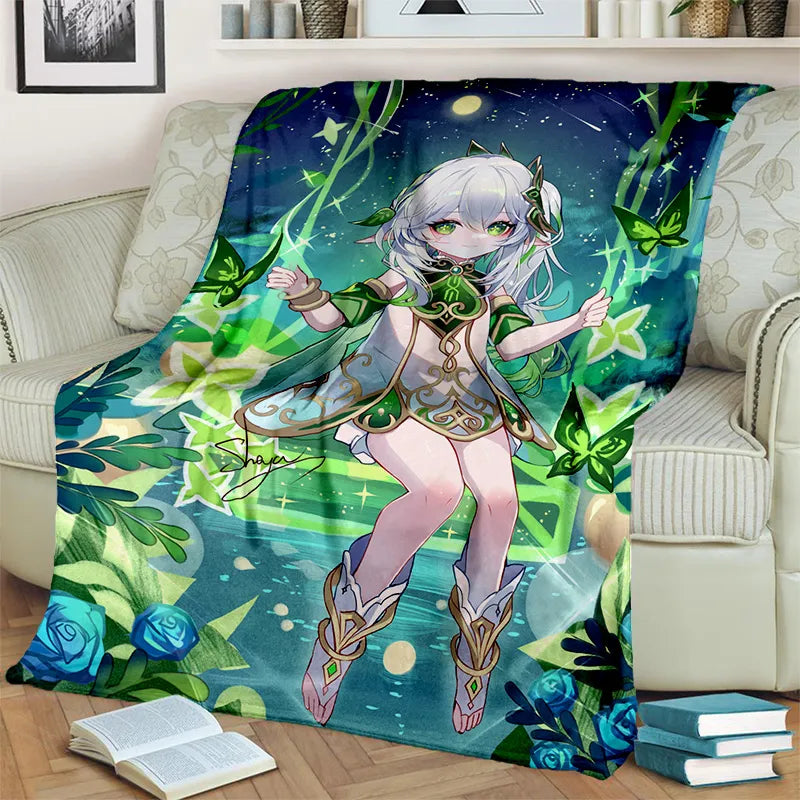 Genshin Impact Gamer Cartoon Blanket,Soft Throw