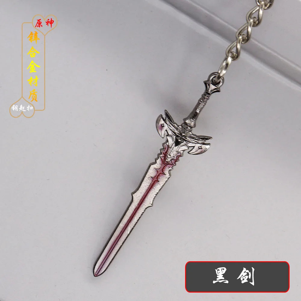 Genshin Impact Sword Keychain Zhongli Venti Diluc Weapons Skyward Blade Key Chain Keyring Collections Jewelry Gift