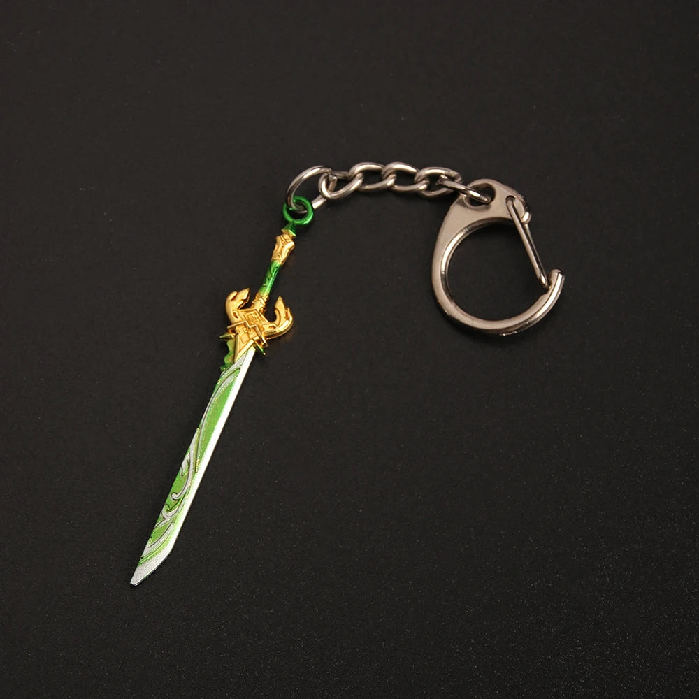 Genshin Impact Sword Keychain Zhongli Venti Diluc Weapons Skyward Blade Key Chain Keyring Collections Jewelry Gift