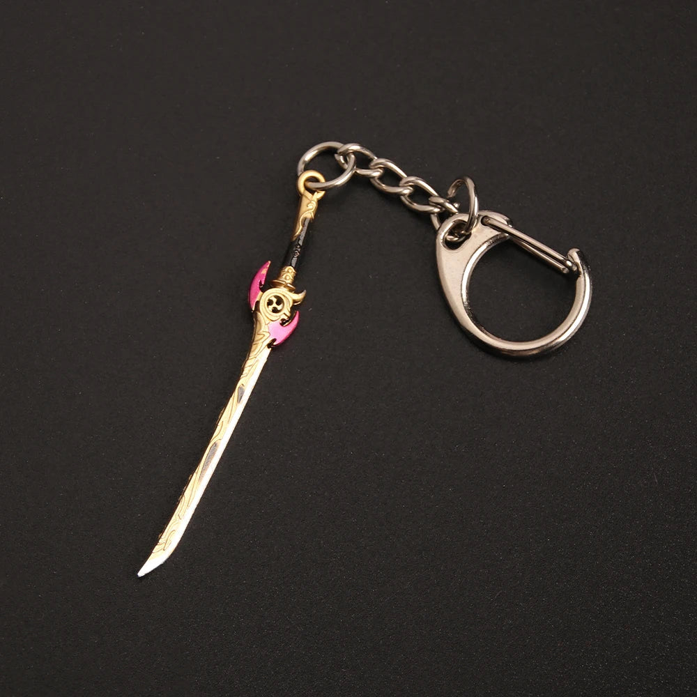 Genshin Impact Sword Keychain Zhongli Venti Diluc Weapons Skyward Blade Key Chain Keyring Collections Jewelry Gift