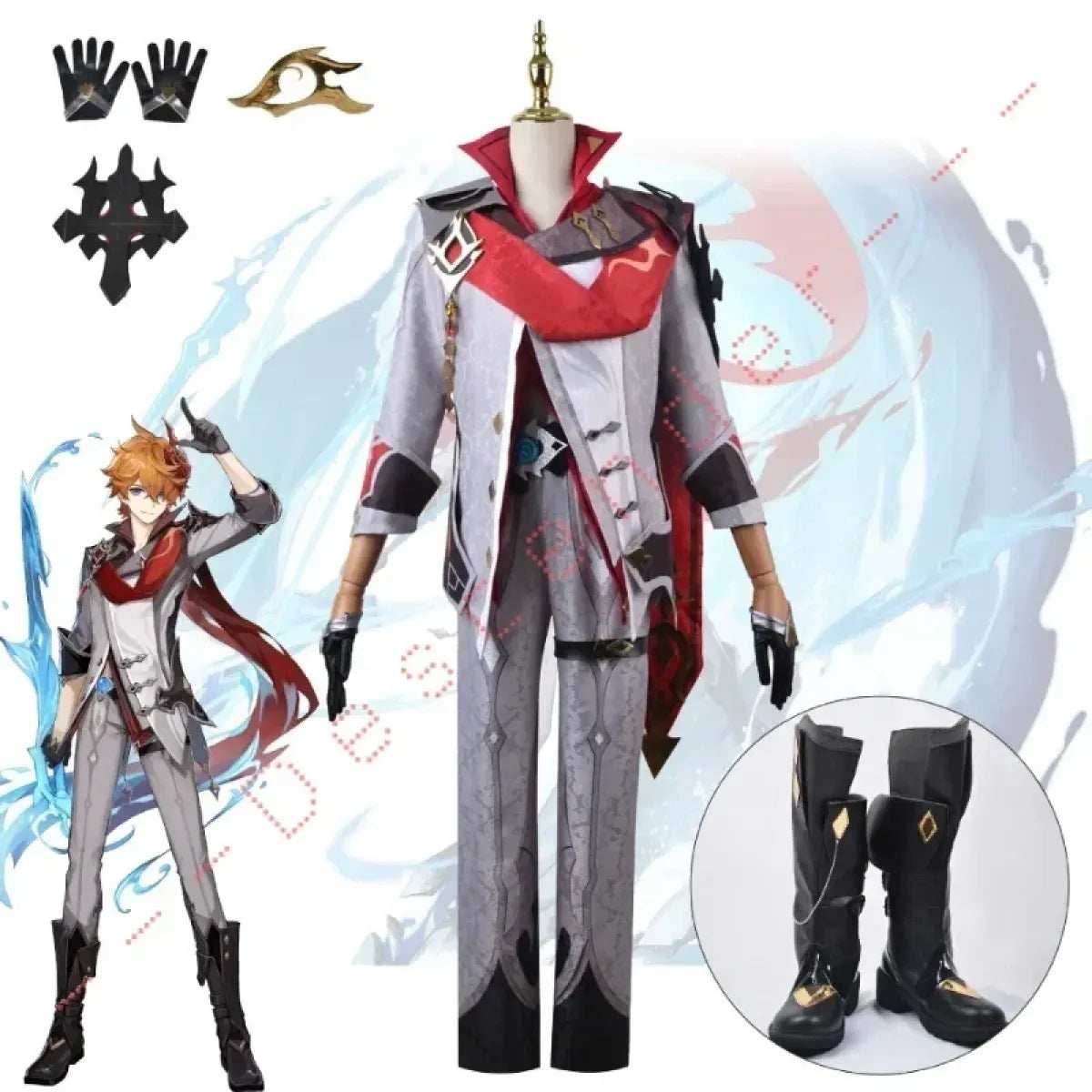 Genshin Impact Tartaglia/Childe Cosplay Set - Clothes / XS