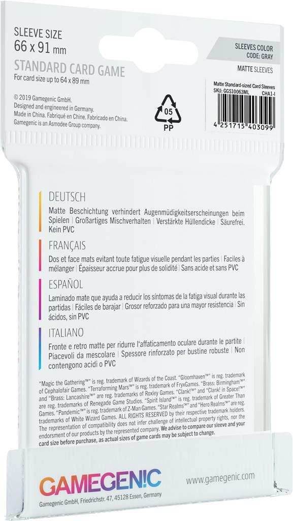 Gamegenic MATTE Sleeves: Standard Card Game (66 x 91 mm, 50 pack) - 