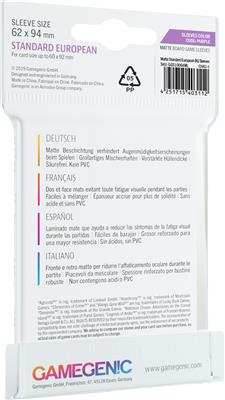 Gamegenic MATTE Sleeves: Standard European (62 x 94 mm) - 