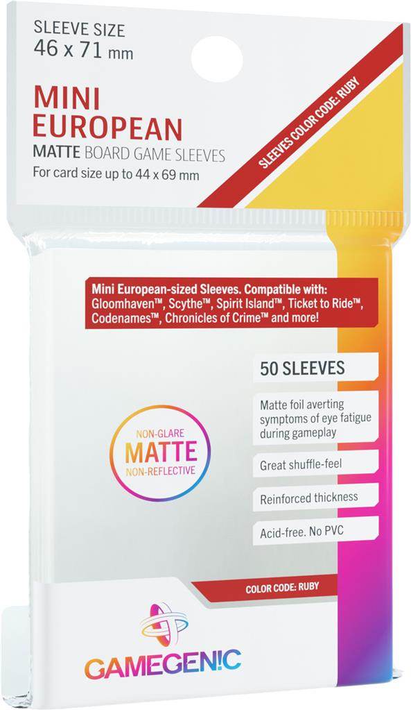 Gamegenic MATTE Prime Sleeves: Mini-Mini-European (46 x 71 mm) - 