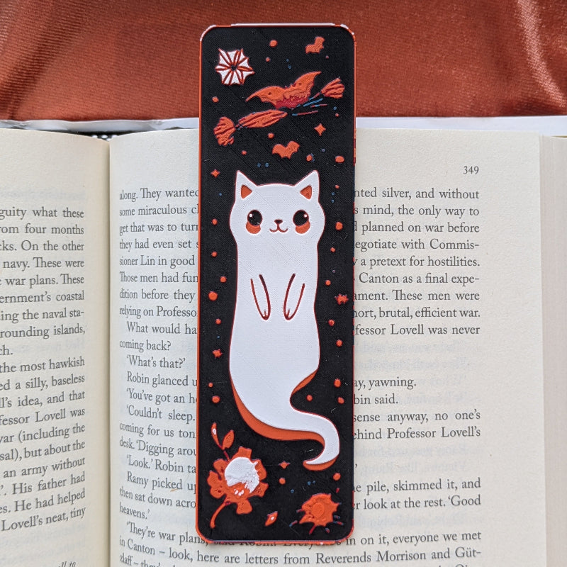 Ghost Cat Illustrated Bookmark 2x6 Art Bookmark Reader Gift