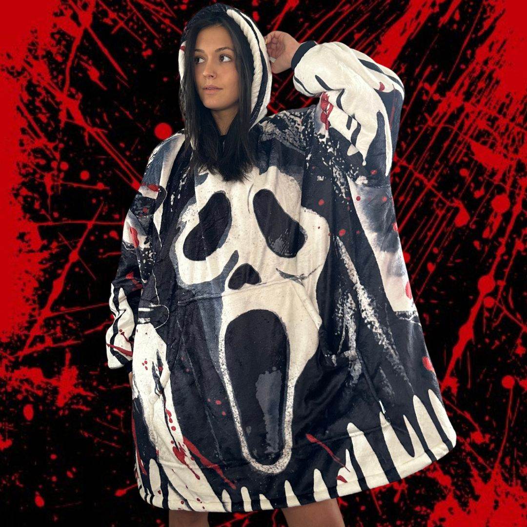 Ghost Face Horror Wearable Blanket Hoodie for Kids & Adults - adult