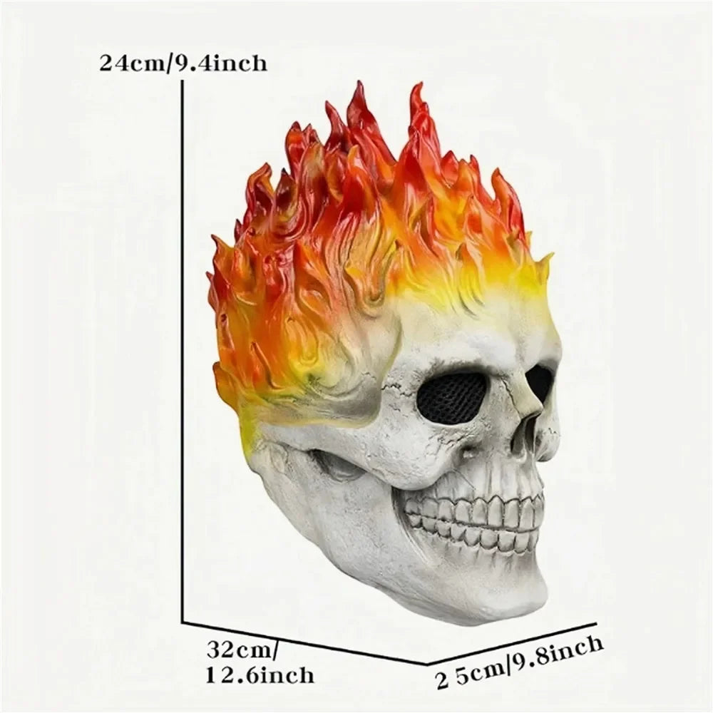 Ghost Rider Mask Halloween Horror Flame Skull Mask Scary Skeleton Zombie Spooky Knight Creepy Demon Masque Carnival Party Props