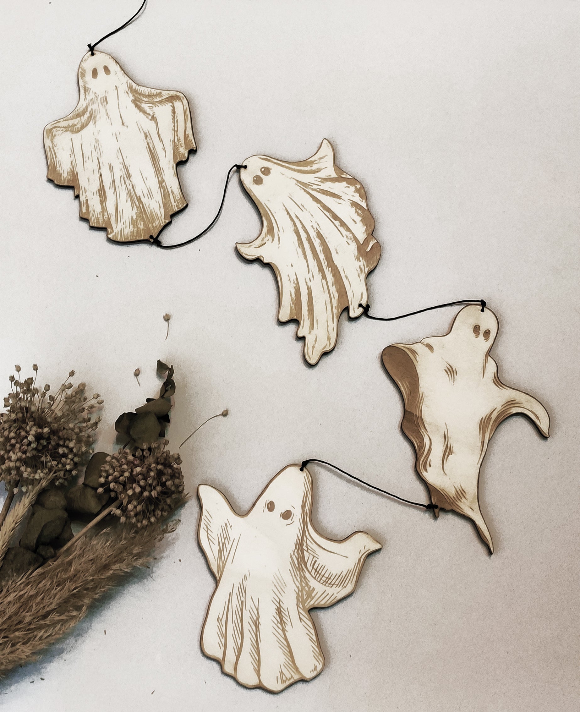 Ghosts Halloween Party Supply - Wooden Ornament - Home Decor