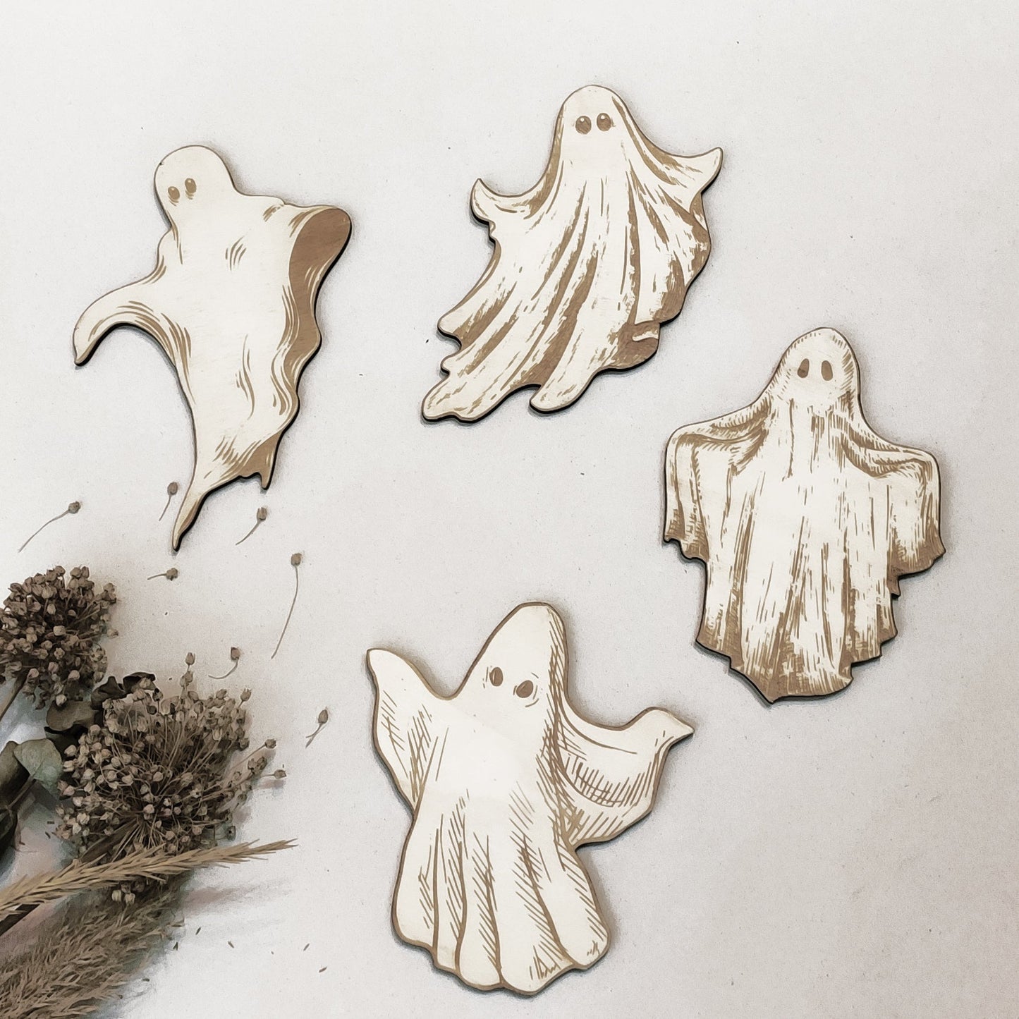 Ghosts Halloween Party Supply - Wooden Ornament - Home Decor