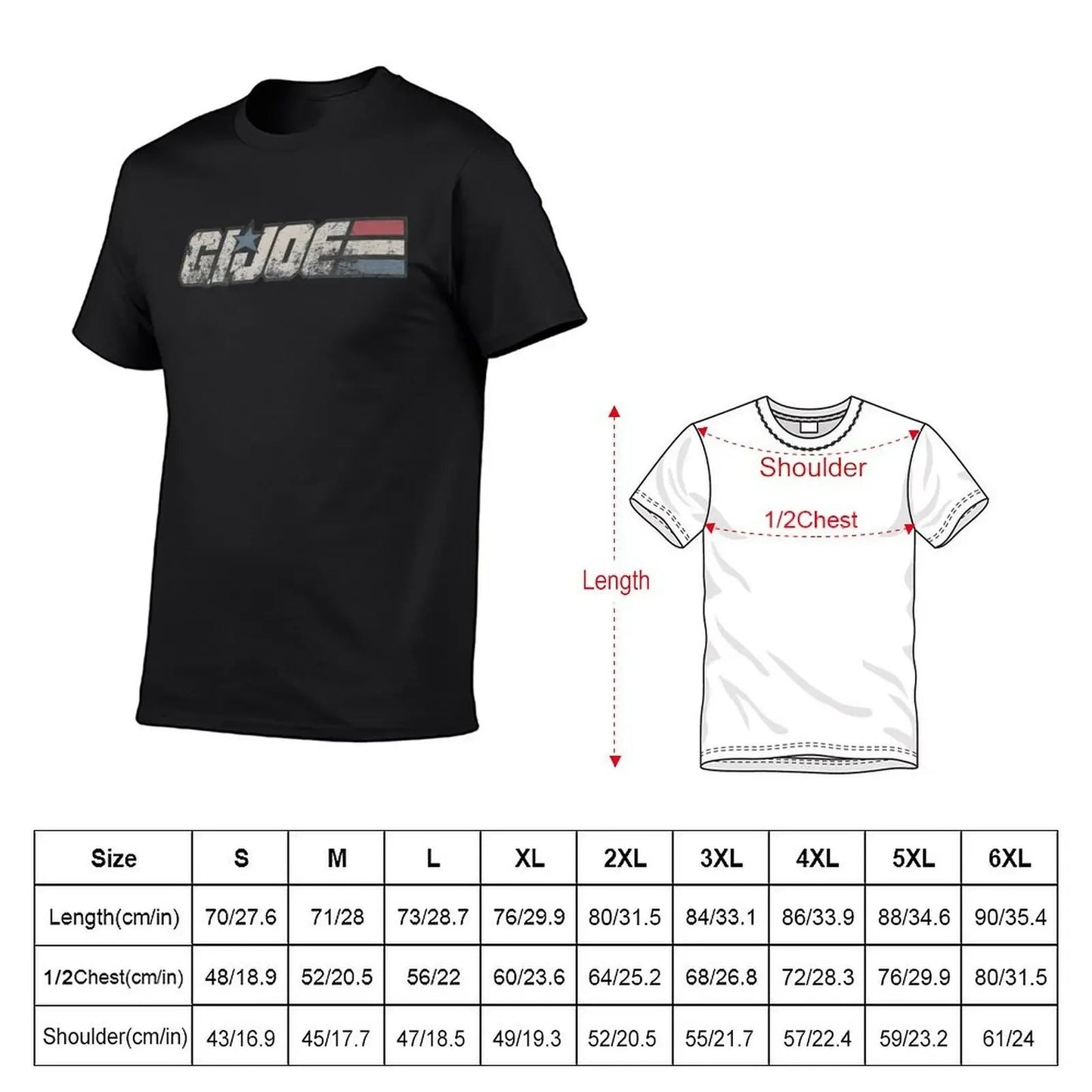 Gi Joe T-Shirt blacks korean fashion plain white t shirts men