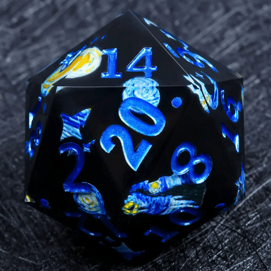 Giant Resin D20 Dice - Van Gogh Elements 35mm DND Dice