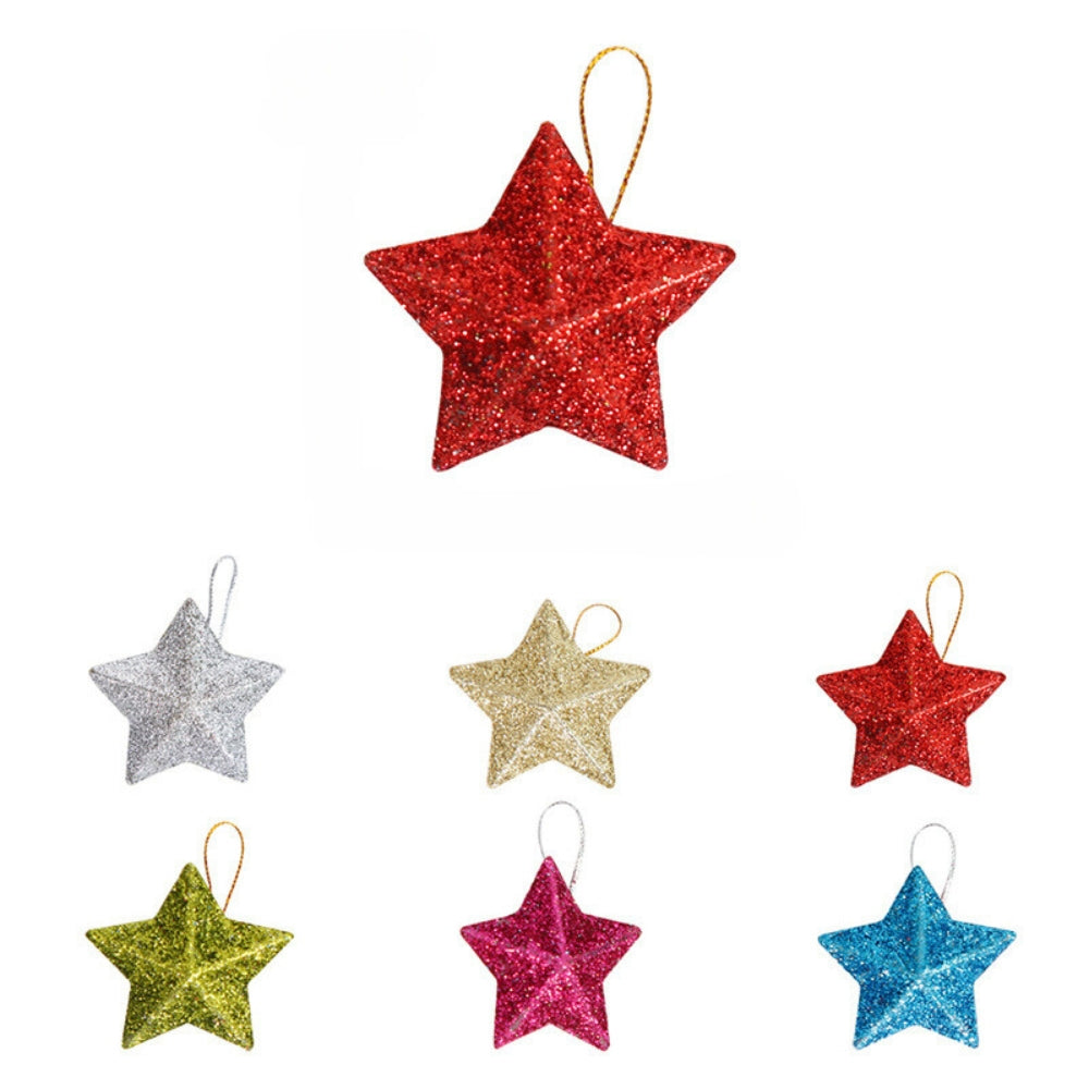 Glitter Star Ornaments Christmas Tree Hanging Pendant