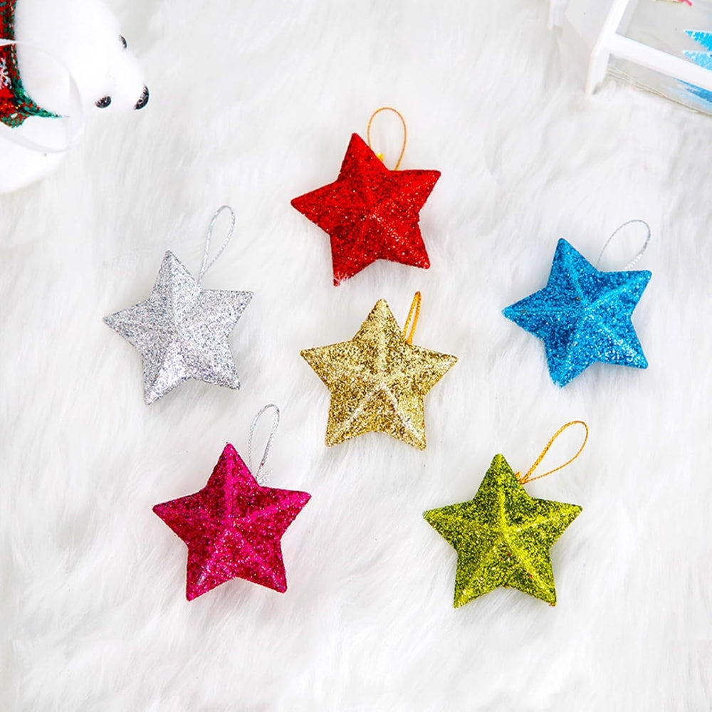 Glitter Star Ornaments Christmas Tree Hanging Pendant