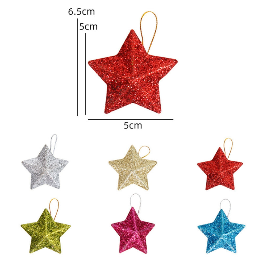 Glitter Star Ornaments Christmas Tree Hanging Pendant