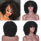 Glorious Afro Wigs Short Kinky Curly Wig Synthetic Short Bob Wig With Bangs Mixed Highlight Wig for Black Women Cosplay Wigs For Black Women Gifts for Girlfriends