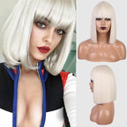Glorious Synthetic Wigs Short Bob Wigs Black/Pink Bangs Wigs for Women Heat Resistant Fiber Hair Brazilin Wigs For Black Women Cosplay Wigs For Women