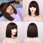 Glorious Synthetic Wigs Short Bob Wigs Black/Pink Bangs Wigs for Women Heat Resistant Fiber Hair Brazilin Wigs For Black Women Cosplay Wigs For Women