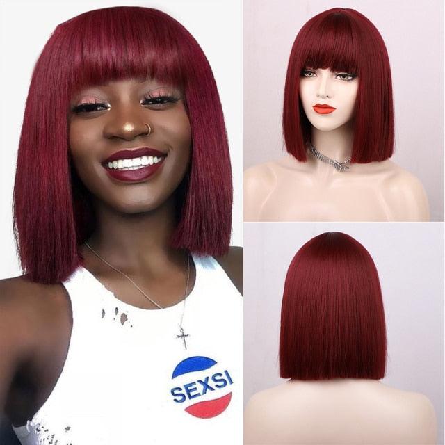 Glorious Synthetic Wigs Short Bob Wigs Black/Pink Bangs Wigs for Women Heat Resistant Fiber Hair Brazilin Wigs For Black Women Cosplay Wigs For Women