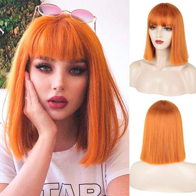 Glorious Synthetic Wigs Short Bob Wigs Black/Pink Bangs Wigs for Women Heat Resistant Fiber Hair Brazilin Wigs For Black Women Cosplay Wigs For Women