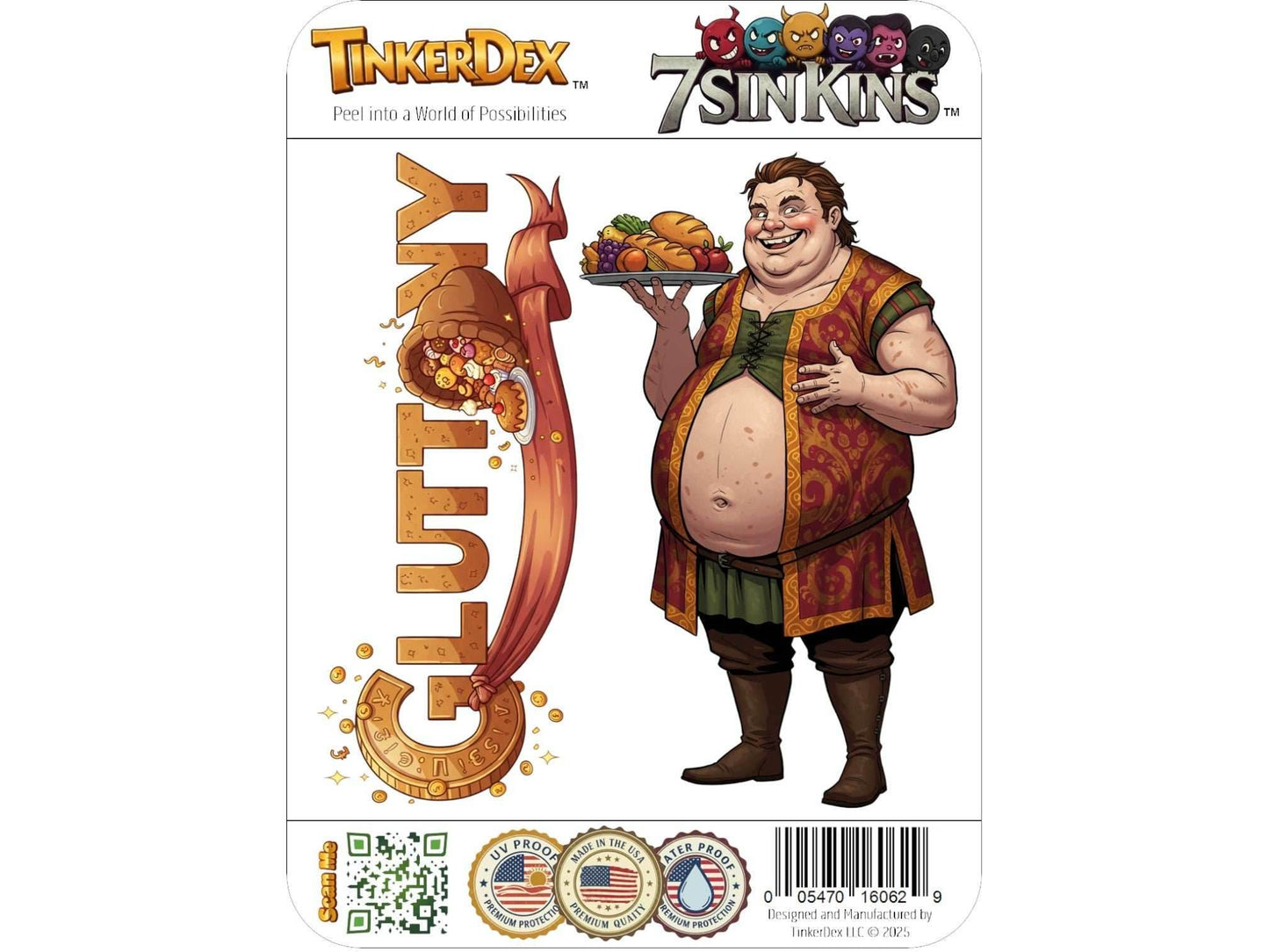 Gluttony Sticker and Magnet – Gula 7 Sinkins™ – Personification of Gluttony | Waterproof & UV-Proof - Sticker / Mini
