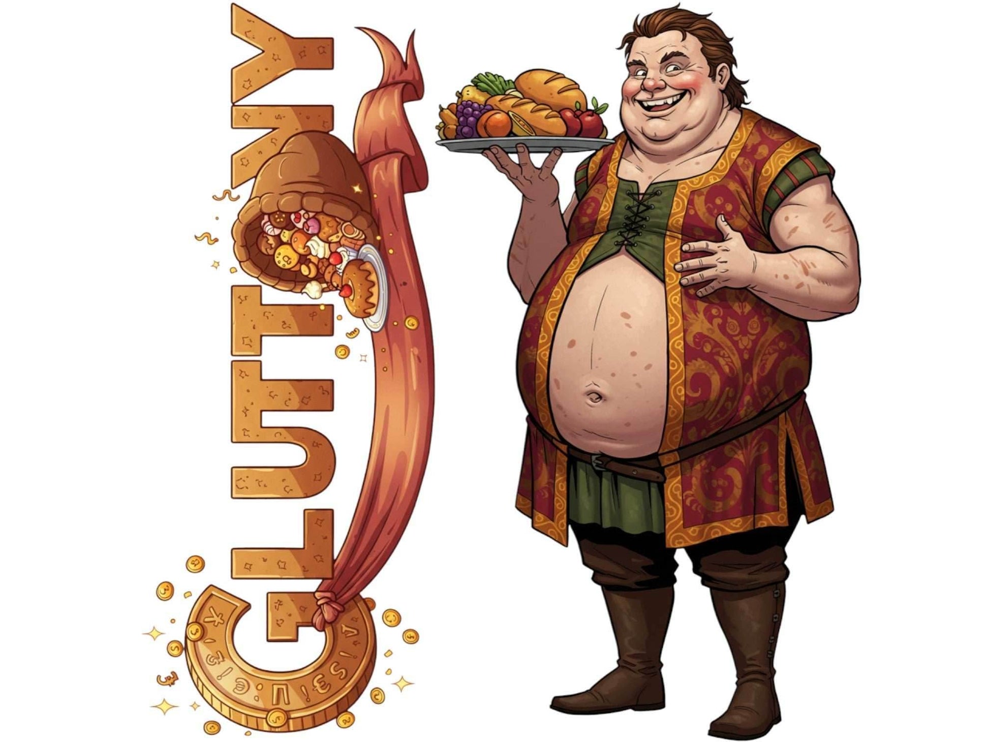 Gluttony Sticker and Magnet – Gula 7 Sinkins™ – Personification of Gluttony | Waterproof & UV-Proof - Sticker / Mini