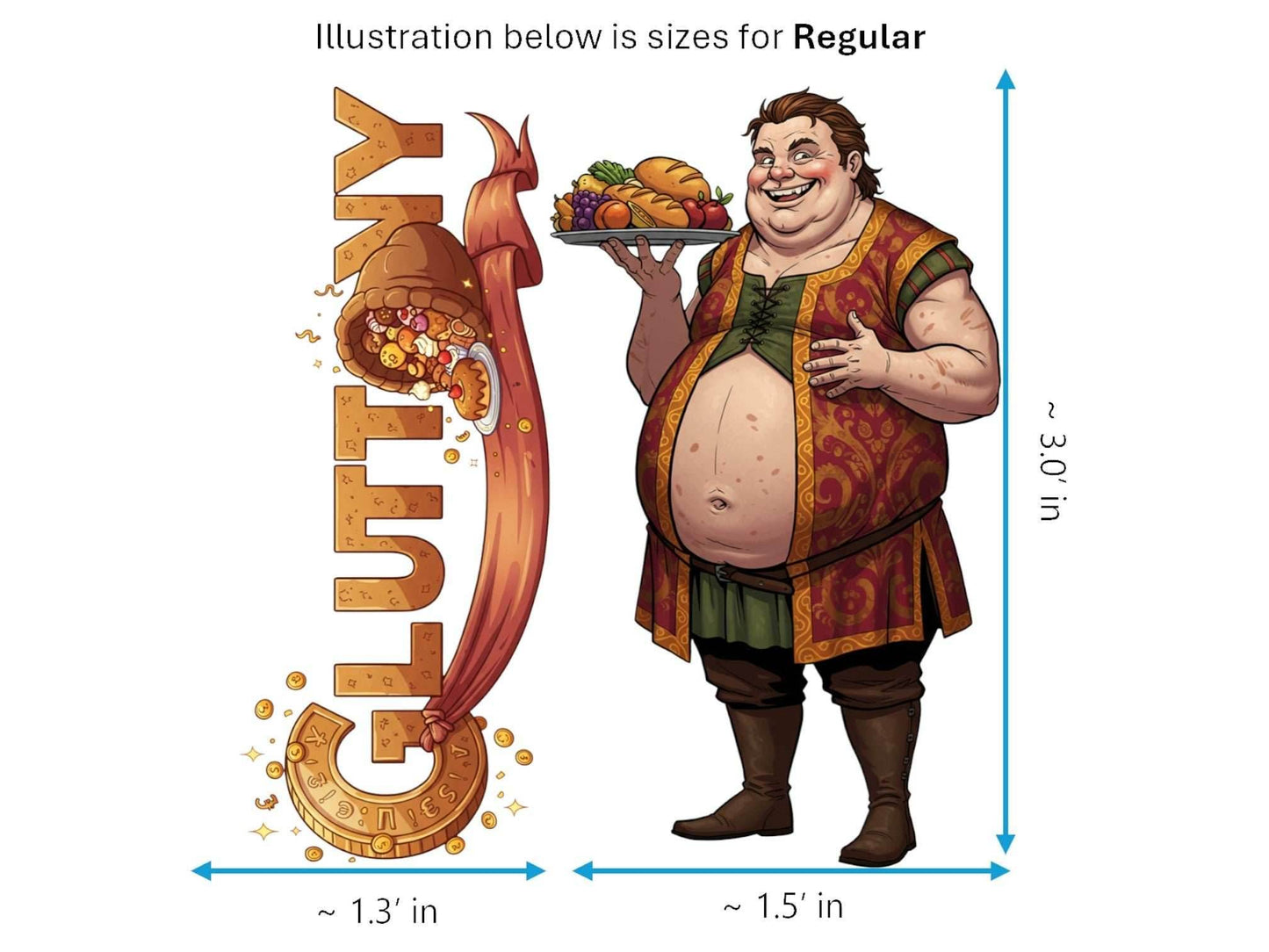 Gluttony Sticker and Magnet – Gula 7 Sinkins™ – Personification of Gluttony | Waterproof & UV-Proof - Sticker / Regular