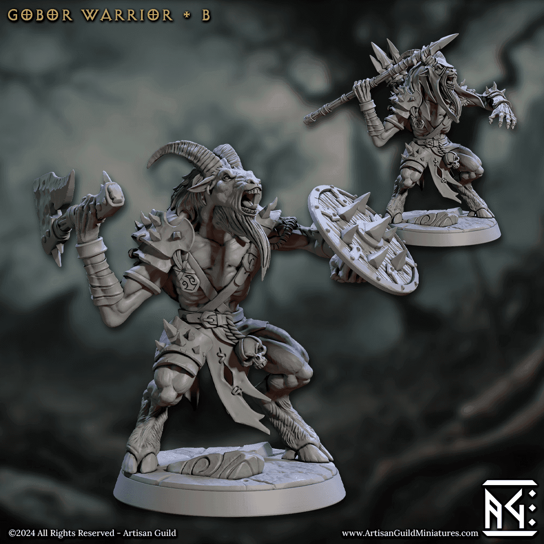 Gobor Warrior - Sculpt B (Male Capra Fighter) - With Helmet / Empty / Axe