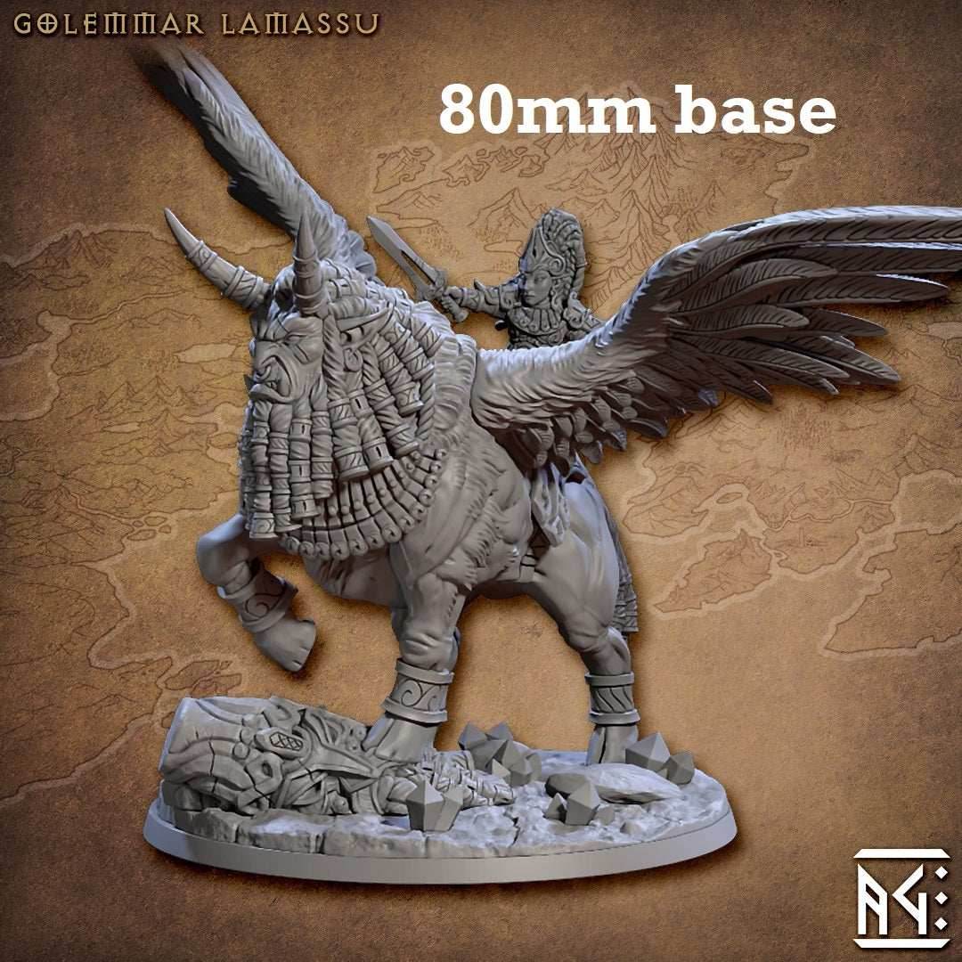 Golemmar Lamassu (Winged Sphinx with or without Gnome Rider) - With Rider