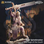 Gorr Spinebreaker, the Rage of the South (Male Half-Orc Barbarian) - 32mm Scale
