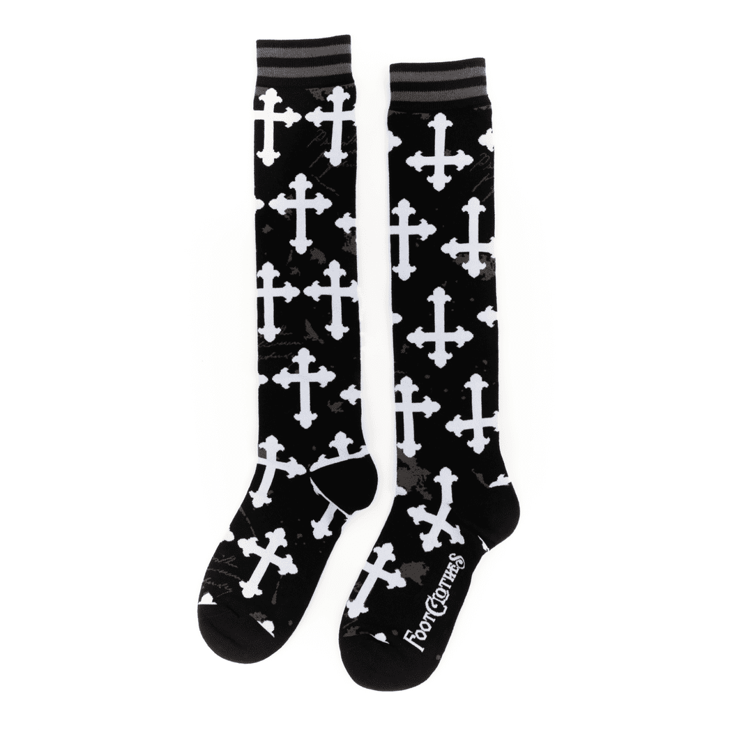 Gothic Crosses Knee High Socks