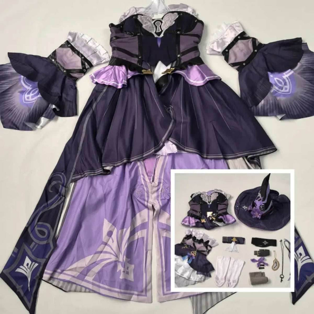 Gothic Herta Cosplay Dress – Fantasy Witch Lolita Costume Set - Costume and wig / XXL