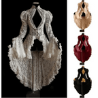 Gothic Lace Renaissance Dress – Vintage Medieval Cosplay - Black / S