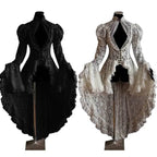Gothic Lace Renaissance Dress – Vintage Medieval Cosplay - Black / S