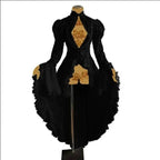Gothic Lace Renaissance Dress – Vintage Medieval Cosplay - Black / S