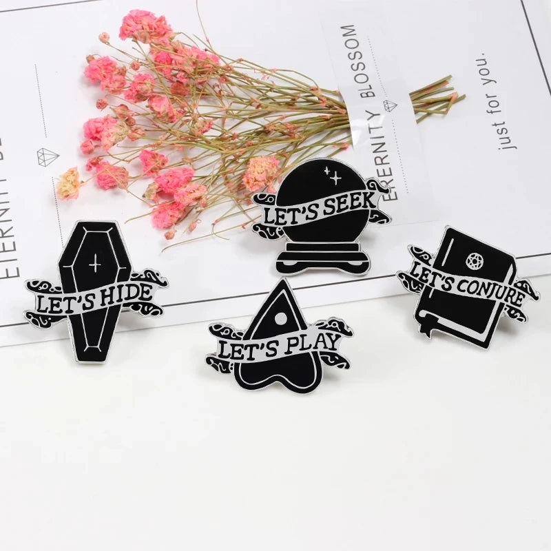 Gothic Skeleton Custom Brooches Enamel Personality Half Women Half Skull Lapel Pin Dark Humor Mystical Men Badge Clothes Jewelry