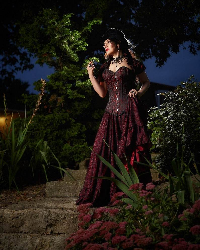 Gothic Victorian Women Corset Stays Costume. Dickens Cosplay Fantasy Dress. Gaslight Mystique The Emily Reminisce Brand - 0-2