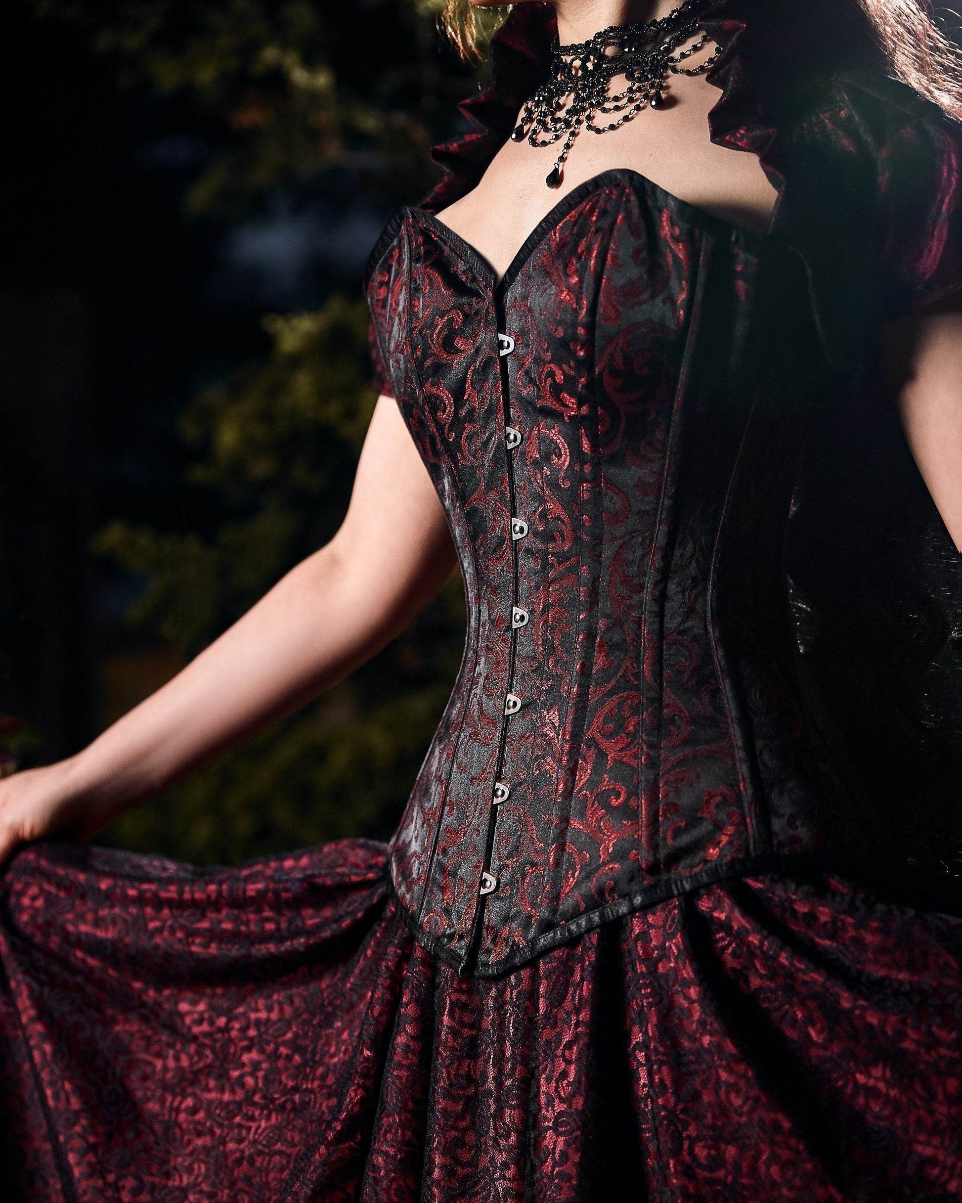 Gothic Victorian Women Corset Stays Costume. Dickens Cosplay Fantasy Dress. Gaslight Mystique The Emily Reminisce Brand - 0-2