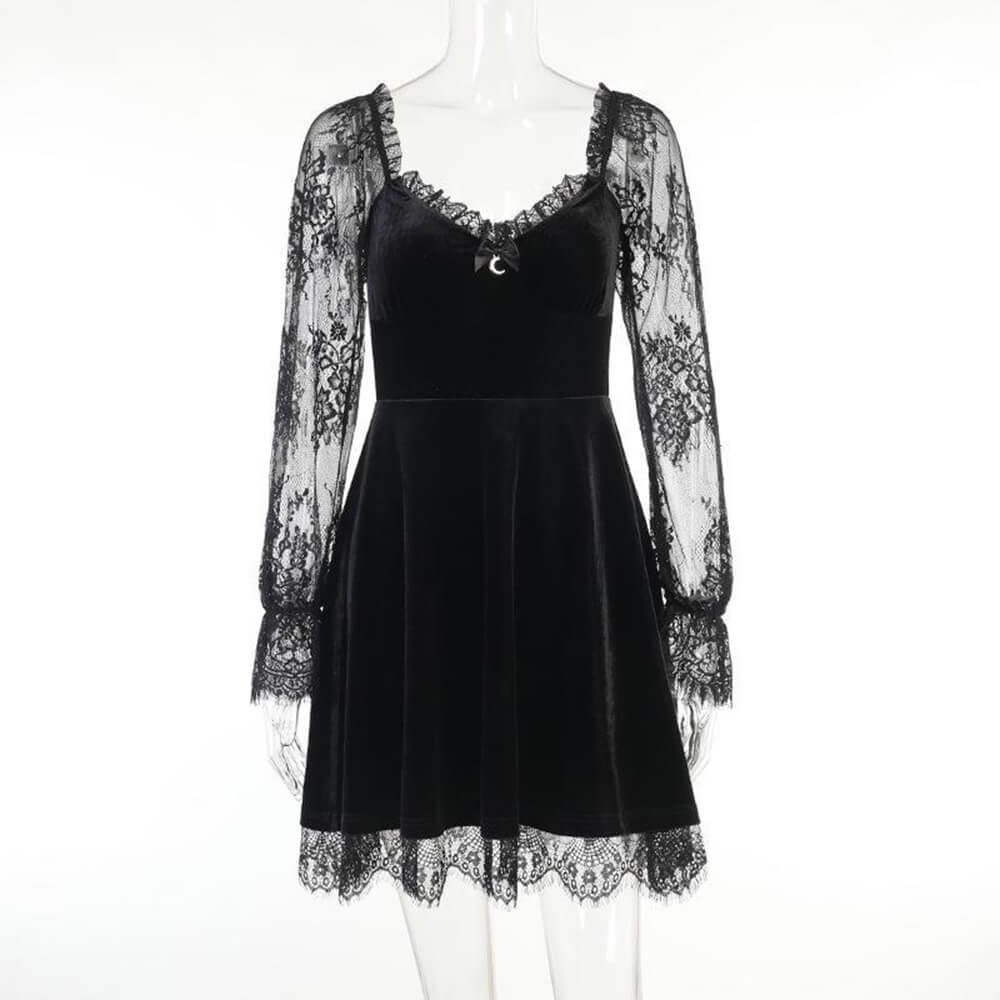 Gothic A Line Polyester Mini Dress