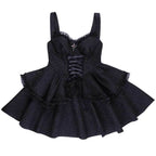 Gothic Double-Layered Polyester Party Dress - Polyester / S - Bust 73-86 cm