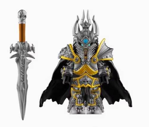 Frost Deathlord Custom Minifigure – Armored Ice King with Sword & Cape (Fan-Made) - 