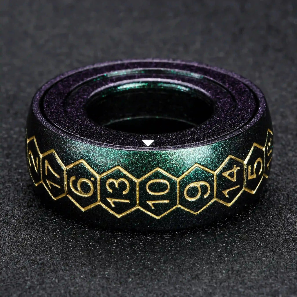 Cool Metal Fingertip Spinning D20 Dice Ring